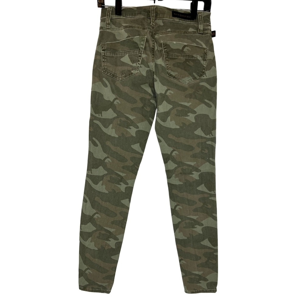 Rock & Republic‎ Kashmiere Skinny Jeans Womens 4M Olive Green Camouflage Moto - Picture 2 of 5